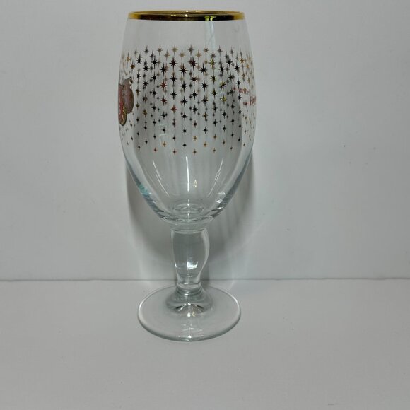Stella Artois Glass with Gold Rim and Stars / Enjoy The Present Drinking Glass - Picture 6 of 8